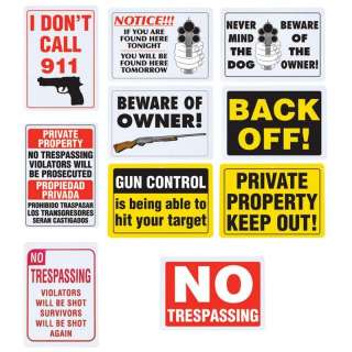 10pc Warning Sign Set Gun Owner No Trespassing Private Property Home 