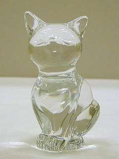 Signed Daum France SITTING CAT Fine Art Glass Lead Crystal Figure 