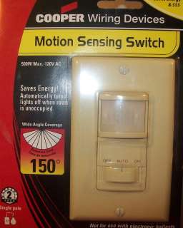 COOPER WIRING DEVICES MOTION SENSING SWITCH ~SINGLE POLE~  