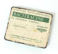 VINTAGE FRENCH BACITRACINE TIN EMPTY PILL MEDICAL BOX  