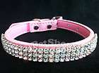   Bling dog puppy pets Diamante Rhinestone Real leather dog collar S P