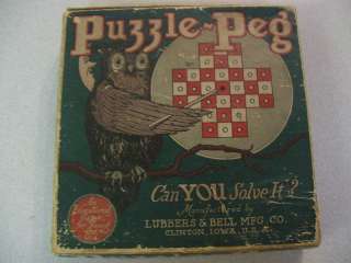 Vintage Puzzle Peg Game Lubbers and Bell Mfg  