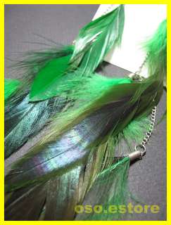 11 Hand made Crystal Pheasant Extra Long Feather Dangle Earrings 