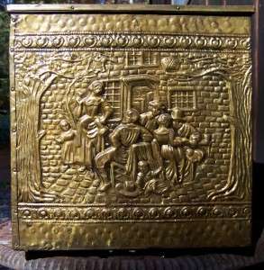 Vintage Large Wood Box or Small Trunk Clad in Repousee Brass English 