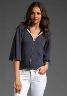 MONROW Fleece Flutter Sleeve Scarf Hoodie in Neptune at Revolve 