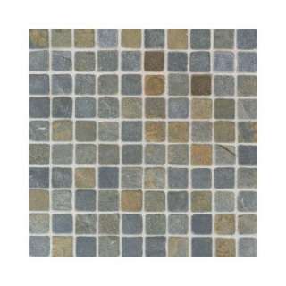   in. x 12 in. Indian Multicolor Tumbled Slate Mounted Sheet Mosaic Tile