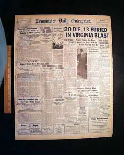 RED JACKET Coal Mine Disaster Grundy VA 1938 Newspaper  
