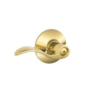 Schlage Accent Bright Brass Bed and Bath Lever F40 V ACC 605 at The 