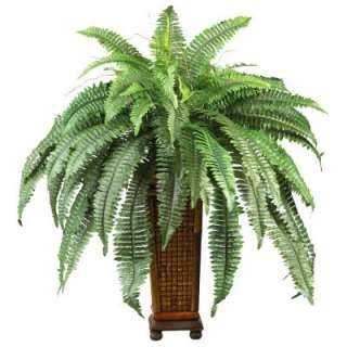 Nearly Natural 33 in. Boston Fern Silk Plant with Decorative Vase 6553 