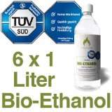 1L Bioethanol 96,6%   PURE FLAME   6 Liter in 1L Flaschen   TÜV 