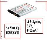 optimas Akku für Samsung GT S5260 Star 2, Akku Battery Li Polymer, 3 