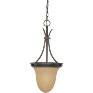 Light Pendant with Champagne Linen Washed Glass Finished in Mahogany 