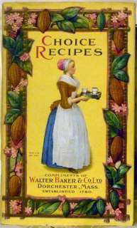 RARE 1916 RECIPES CHOCOLATE COCOA HOME MADE CANDY WALTER BAKER COLOR 