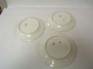 Limoges France China 3 small plates gold edge 7 1/4  