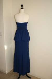 NEW BCBG RUELLA STRAPLESS LONG TIERED DRESS Gown Blue  