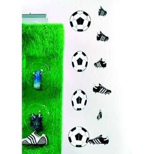 Fußballgirlande, PVC, schwarz/weiß, 190 cm, Fussballschuhe  