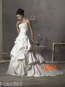 Cheap White/Ivory Satin Bridal Wedding Dress Stock size 6 8 10 12 14 