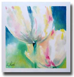 DENGLER ART Bild Blume Weiße Tulpen Original Gemälde  