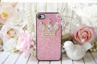 key)Crown pink Bling Hard Case Cover iPhone 4 4G  