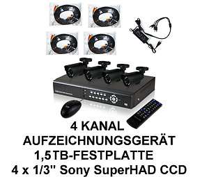 Komplettset Videoüberwachung Überwachungskamera SET 1/4 Sony 