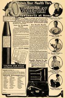 1920 Ad Renulife Electric Violet Ray Health Treatment   ORIGINAL 