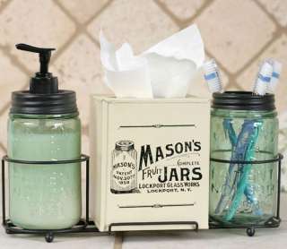Vintage Country Mason Jars Bath Accessory Set with Soap Dispenser 