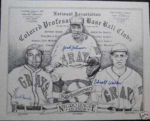 Negro League Autographed Litho by 3 Buck Leonard  