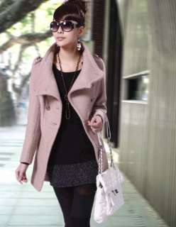  Sale Double Breasted Long Coat Apricot Collared Womens Jacket COATS 