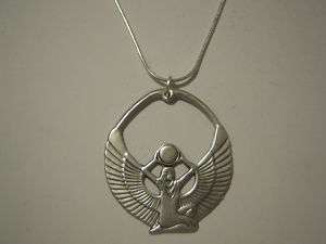 GODDESS ISIS Medallion Sterling Silver Plated Necklace  