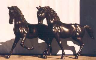 Pair 2 Small Cast Bronze Horse Statues 15060 61  