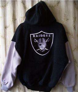 Vintage Los Angeles Oakland Raiders Black/Gray Sweatshirt Hoodie Parka 