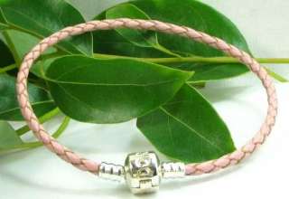 5PC PINK leather bracelet chain fit BIG Hole European charm bead 19 cm 