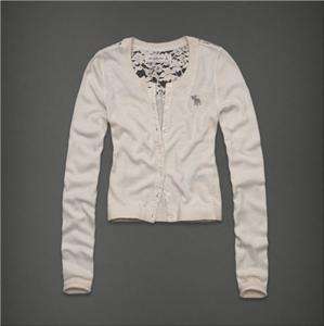 NWT Abercrombie & fitch Women Gillian Cardigan Sweater Shirt Cream Top 