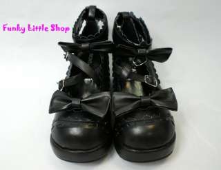 Black sweet lolita dolly high heels shoes US 5.5   10.5  