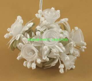 Bunch WHITE Organza ROSES Mini CLUSTER SPRAY flower  