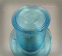 Victorian Blue Threaded Glass Top Hat Toothpick Holder  
