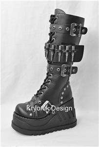 Demonia Stomp 314 goth gothic punk cyber knee high platform boots 