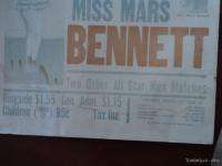   Mars Bennett Womens Wrestling Poster Florida ORIGINAL 1950s  