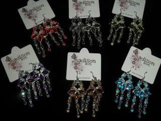 NEW MADISON AVE. FASHION JEWELRY CHANDELIER EARRINGS COLOR BEADS 