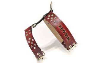REAL Leather Personalized with Name Dog Collar Harness Studded/studs 