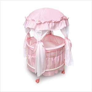 Badger Basket Royal Pavilion Round Doll Crib with Canopy and Bedding 
