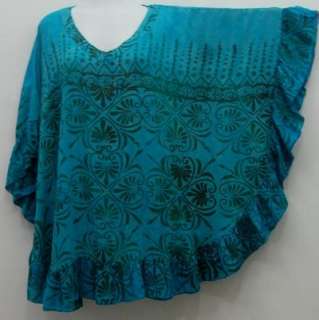 Q699 TURQ/PONCHO TOP MADE 2 ORDERM L XL 1X 2X 3X 4X  