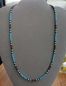   Blue Turquoise & Brown Mens,Wom Necklace ~ Native American Made ~ NEW