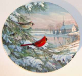 Cardinals in Winter Sam Timm Collector Plate Knowles  