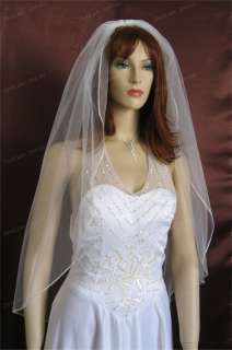 1T Finger Tip Diamond White Plain Wedding Bridal Veil  