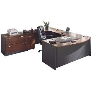  Bush Furniture U Shaped Desk with Lateral File Office 