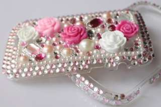 Bling Diamond Pink Rose Hard Case Cover For Blackberry Bold 9900 9930 