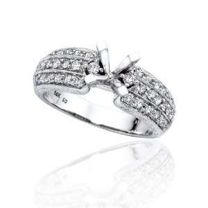  14K White Gold 3/4 ct. Diamond Semi Mount Engagement Ring 