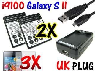 2x Battery+USB Charger for Samsung Galaxy S2 i9100 K f  