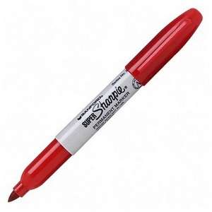 12 Sharpie Permanent Marker Pens SUPER FINE Red  